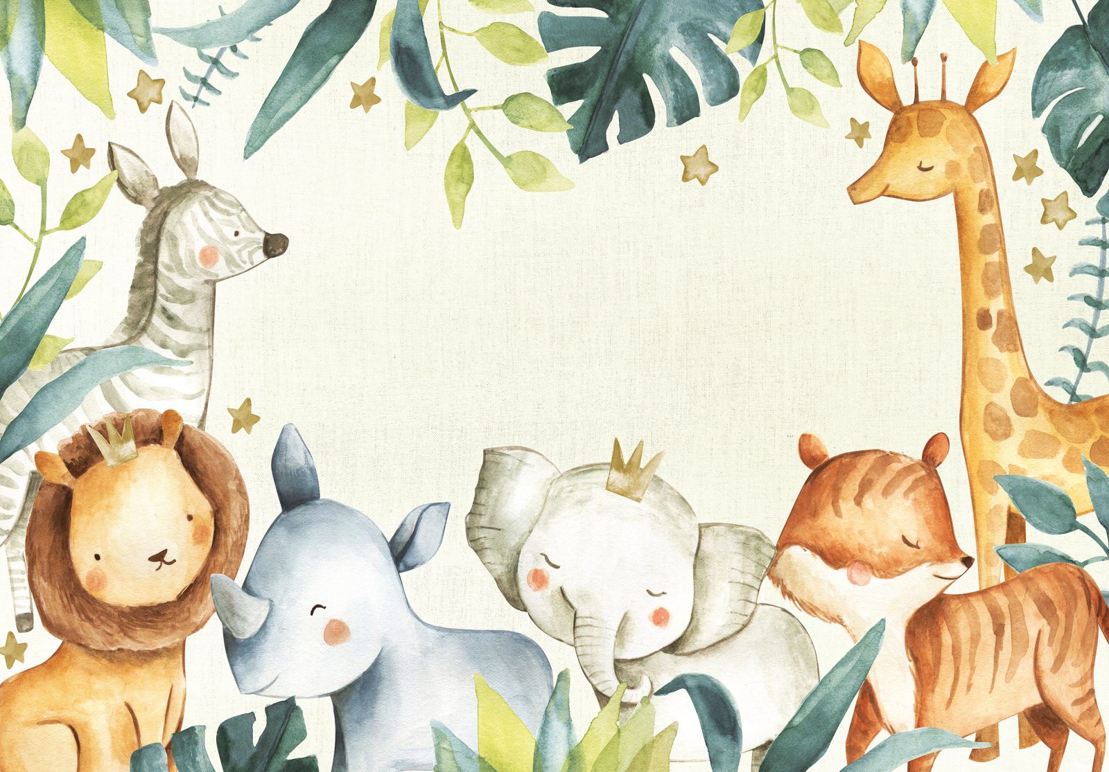 Фототапет Сладки животинки в джунглата за детска стая